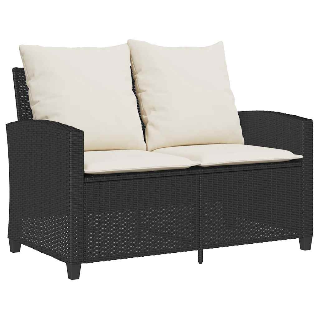 6-tlg. Garten-Sofagarnitur mit Kissen Schwarz Poly Rattan